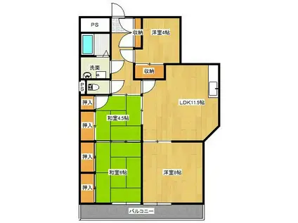 ライオンズレジデンス(4LDK/2階)の間取り写真