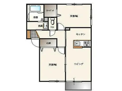 サンガーデン城東A棟(2LDK/2階)の間取り写真