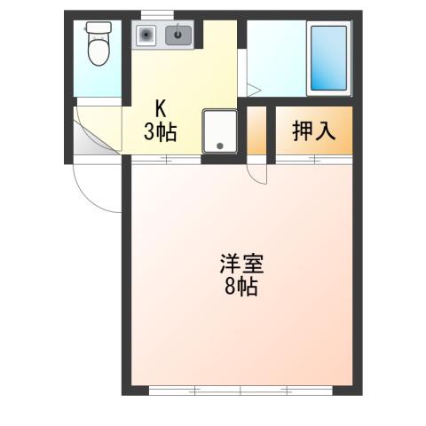 ハマシン狐ヶ崎マンション A(1K/2階)の間取り写真