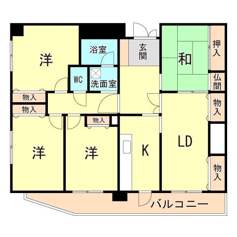 井本マンション(4LDK/5階)の間取り写真
