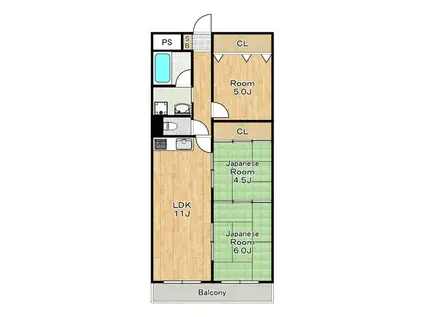 ドエル大正(3LDK/4階)の間取り写真