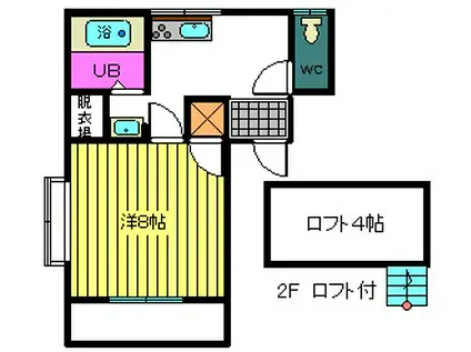 ナルミコーポ(1SK/2階)の間取り写真