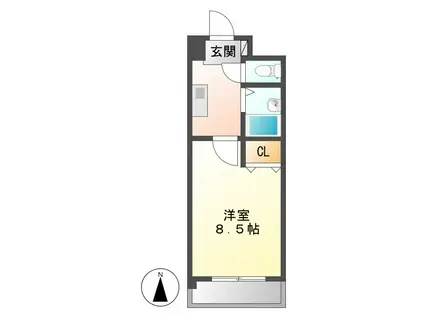 サンハイツ城西(1K/3階)の間取り写真