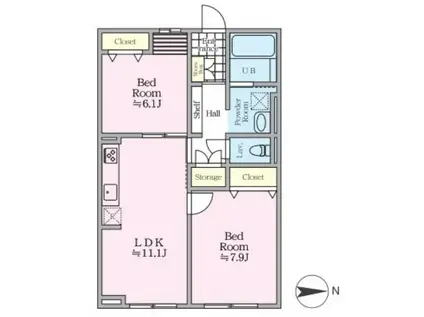 ティーリミテッド(2LDK/1階)の間取り写真