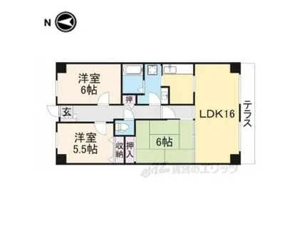PHOENIX COURT 交野Ⅱ(3LDK/3階)の間取り写真