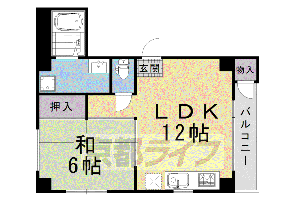 地下鉄烏丸線 五条駅(京都市営) 徒歩3分 9階建 築45年(1LDK/8階)の間取り写真