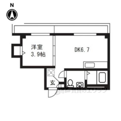 ROKUJO HOUSE(1DK/3階)の間取り写真