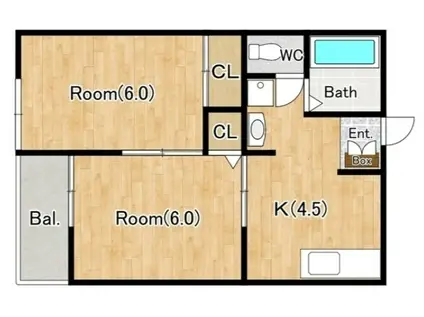 ジーライズ船橋上山町2(2K/2階)の間取り写真