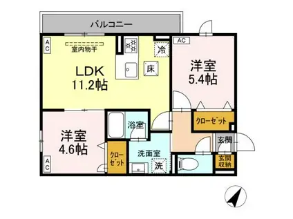 セレスティア細田C(2LDK/1階)の間取り写真