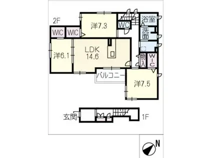 リラフォート平針(3LDK/2階)の間取り写真