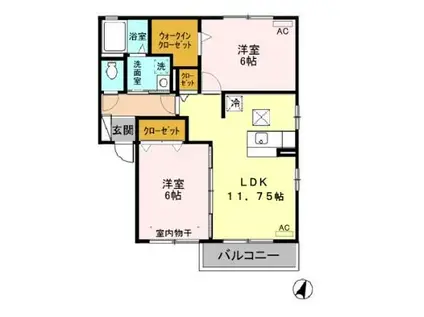 メゾン・アヴェール(2LDK/1階)の間取り写真