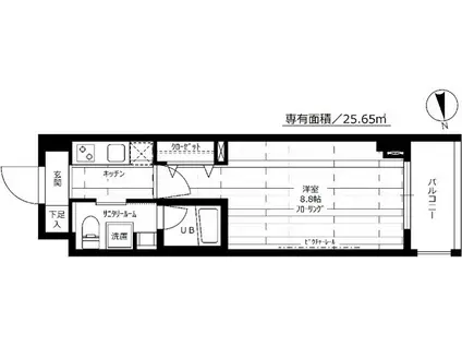 ステージグランデ神楽坂(1K/1階)の間取り写真