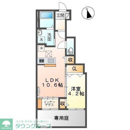 ソランジュ(1LDK/1階)の間取り写真
