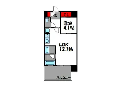 THE LINDOS(1LDK/9階)の間取り写真