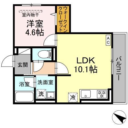ディパイナ生麦(1LDK/2階)の間取り写真