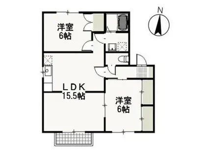 ジョイパレス下中野(2LDK/2階)の間取り写真