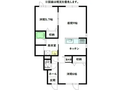 CASA・K(2LDK/1階)の間取り写真