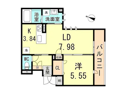 オーキッド・ソワ(1K/3階)の間取り写真