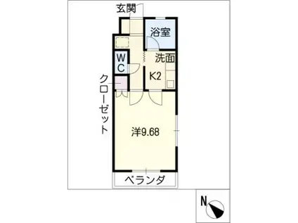 TYスタジオアパートメント(1K/2階)の間取り写真
