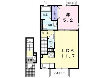グレイス クリーク(1LDK/2階)の間取り写真