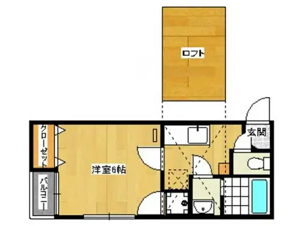 ベネフィスタウン七隈Ⅰ(1K/2階)の間取り写真