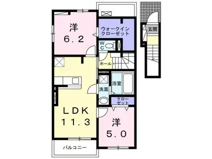 レジテンサ・ジーヨ(2LDK/2階)の間取り写真