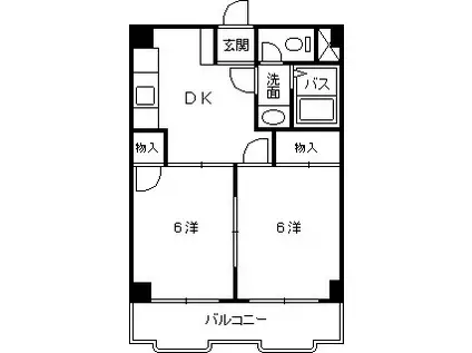 ネオデラサンテ(2DK/1階)の間取り写真