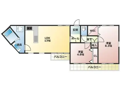 本橋ハイツ(2LDK/4階)の間取り写真
