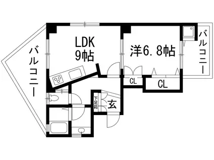 阪上ビル(1LDK/3階)の間取り写真