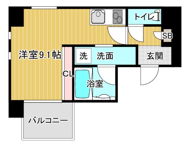 アバンティ大阪ドームシティ(ワンルーム/9階)の間取り写真
