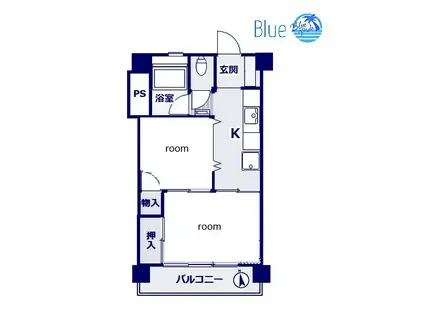 柳沢ビル(2K/6階)の間取り写真