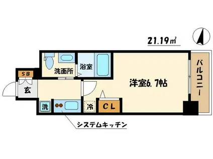 エステムコート難波サウスプレイスIVパークグレイス(1K/3階)の間取り写真