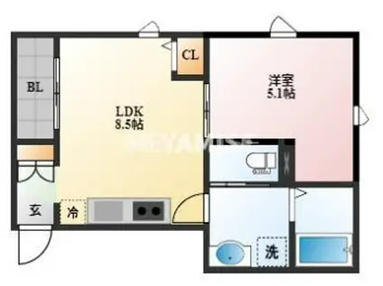 TWILIGHT(1LDK/3階)の間取り写真