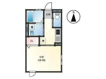 ＪＲ播但線 京口駅 徒歩10分 2階建 築5年(1K/2階)の間取り写真