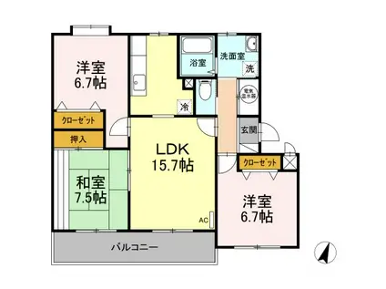 ルグラン虹ヶ丘(3LDK/3階)の間取り写真