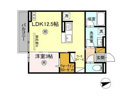 D-ROOM姫子(1LDK/2階)の間取り写真