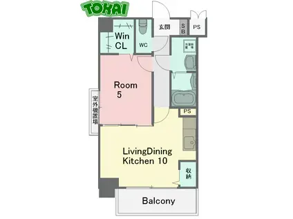 MAPLE利平治(1LDK/9階)の間取り写真