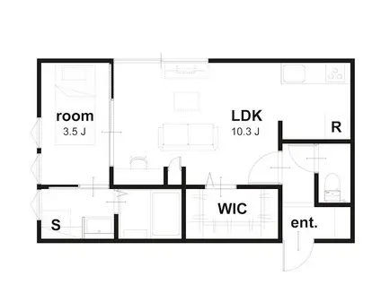 プラシード木曳野(1LDK/2階)の間取り写真