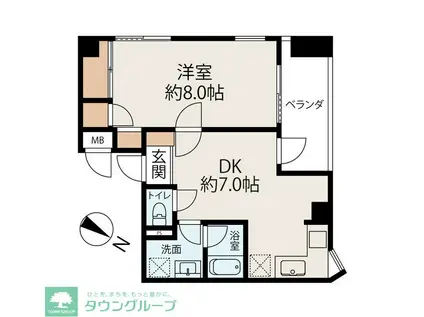 プレステージ浦和(1DK/5階)の間取り写真