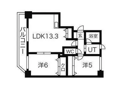 エルミタージュ琴似(2LDK/3階)の間取り写真