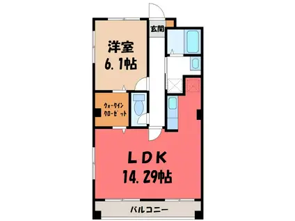 カーサコート熊谷(1LDK/1階)の間取り写真