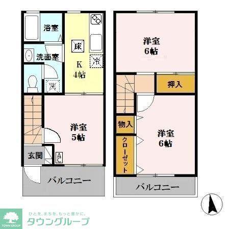 エーデルハイムスズキB(3K/2階)の間取り写真