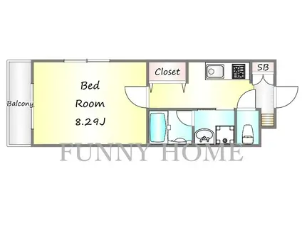 TH若林(1K/4階)の間取り写真