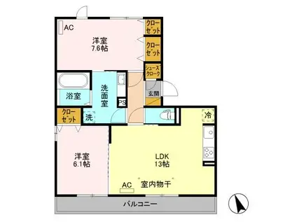 ルービーパレスII 境野町(2LDK/2階)の間取り写真