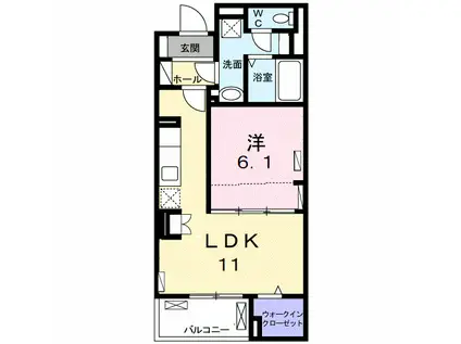ヌーヴェルセゾン和泉大宮(1LDK/3階)の間取り写真