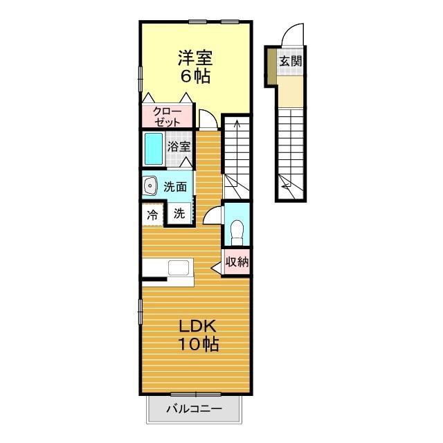 シャトレ桜3(1LDK/2階)の間取り写真