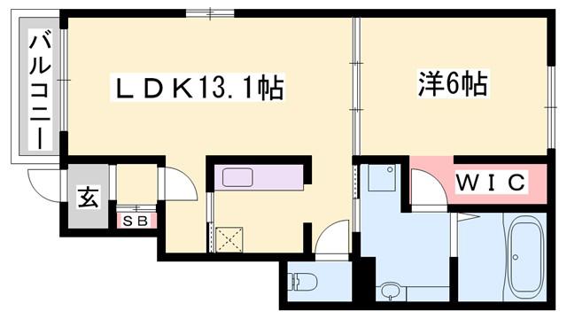 H・Tミニョン姫路(1LDK/1階)の間取り写真