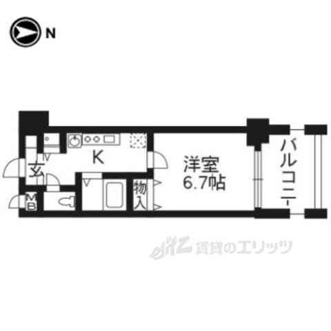 アスヴェル京都御所前2(1K/2階)の間取り写真
