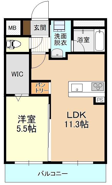 昭和町ユーミー(1LDK/1階)の間取り写真
