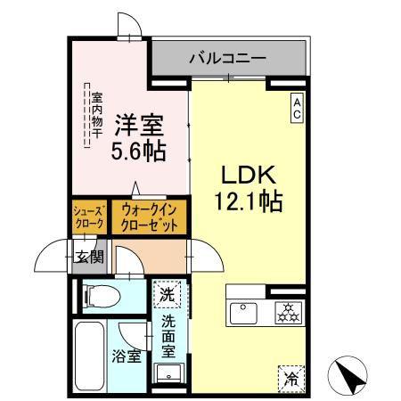 D PAINA 登戸II(1LDK/3階)の間取り写真